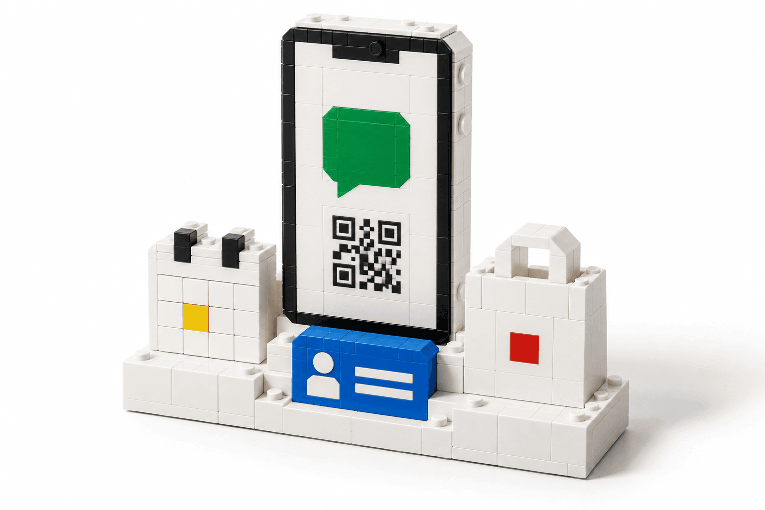 スマートフォンと予約・会員証・買い物を表すブロックのコンセプト画像