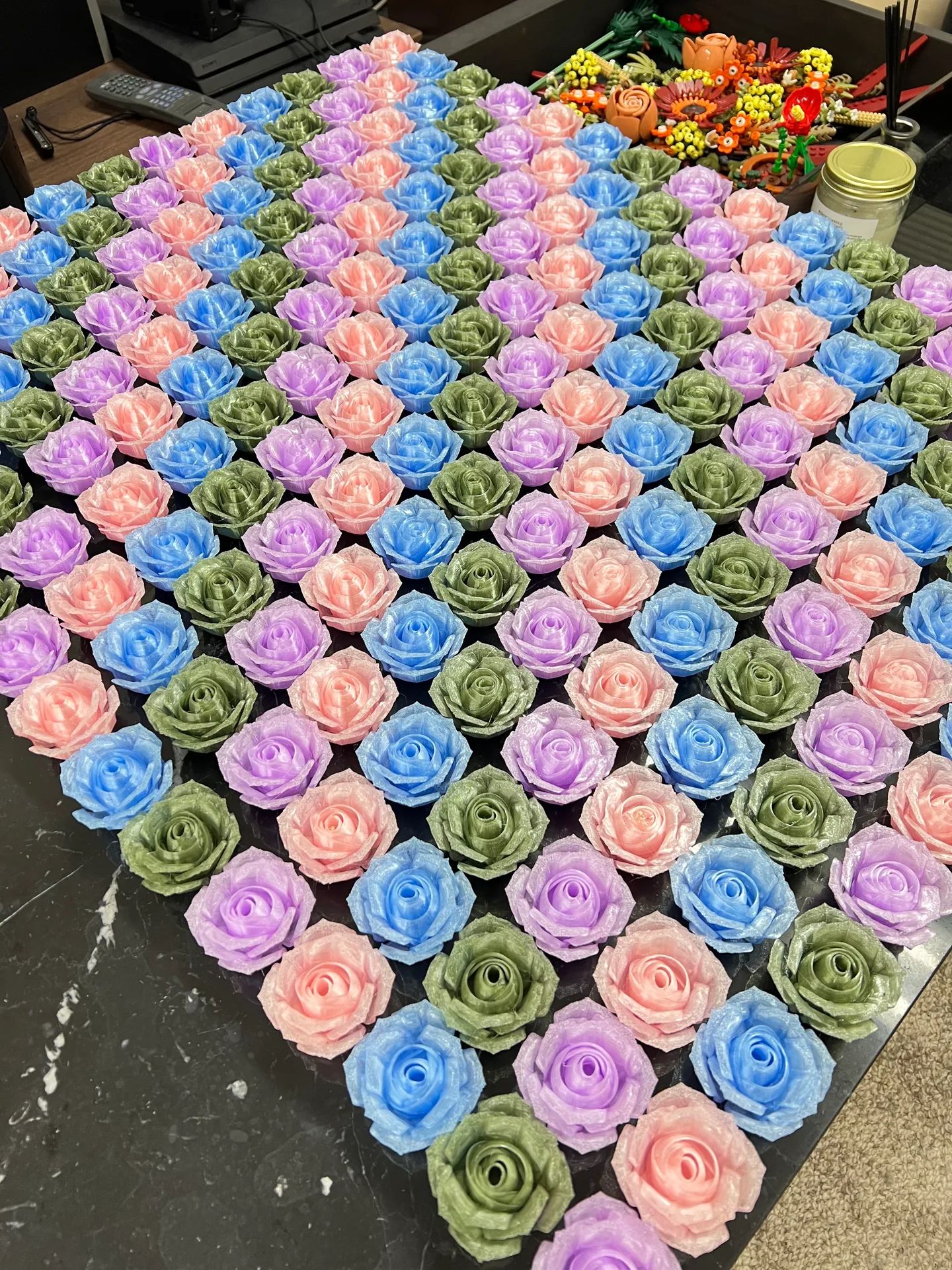 色とりどりのバラの俯瞰