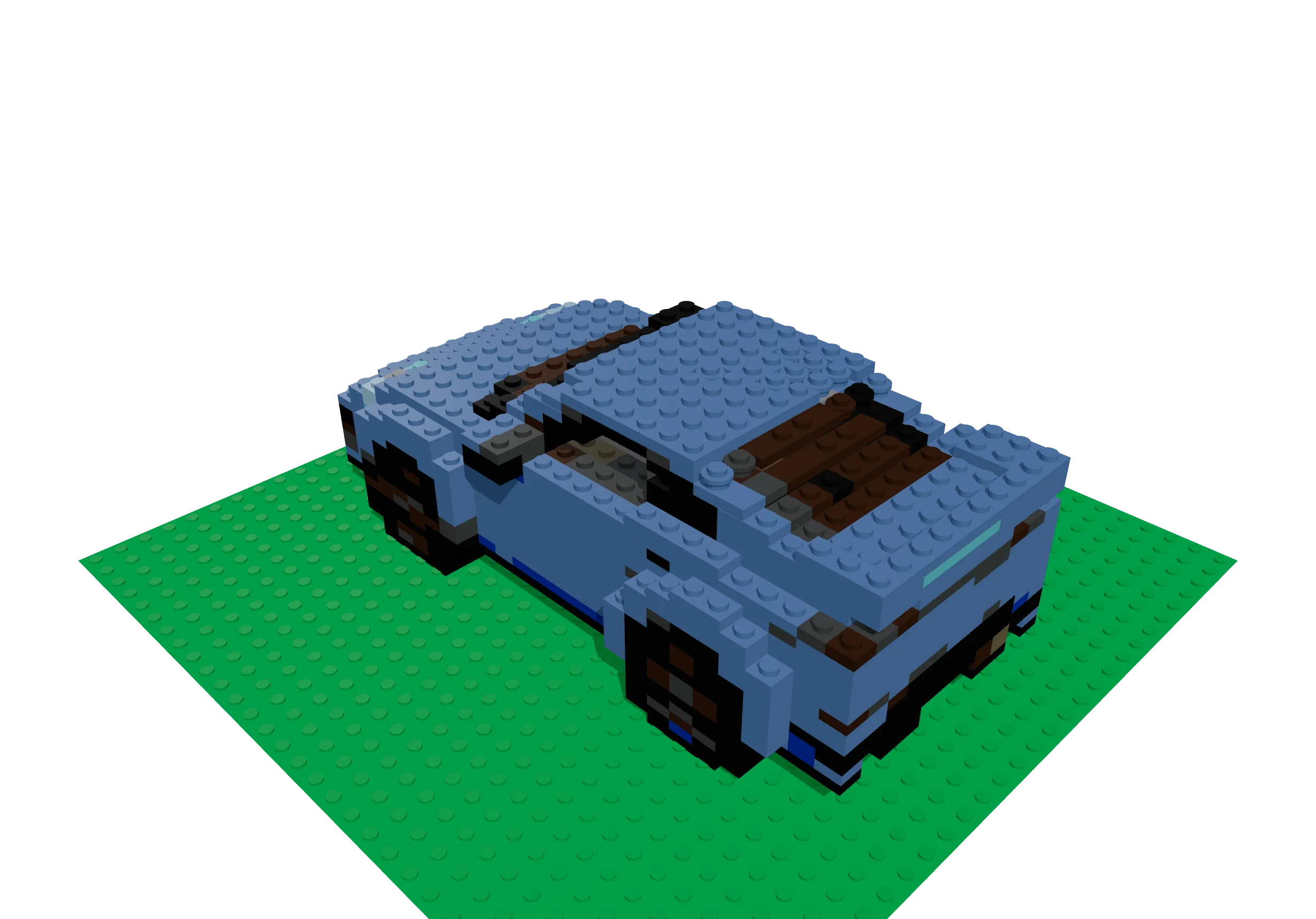 AIで制作した青いスポーツカーの例